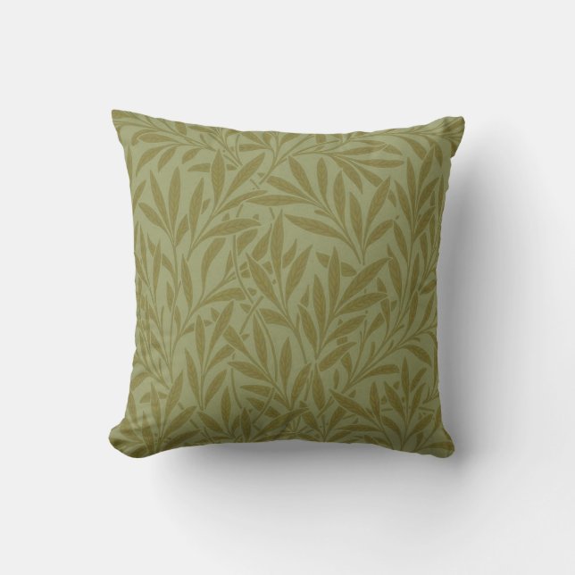 William Morris Willow Antiek Green Leaf Vine Art Kussen (Voorkant)