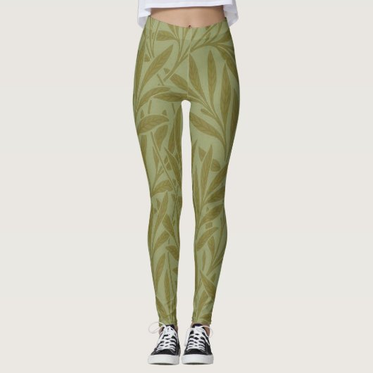 William Morris Willow Antiek Green Leaf Vine Art Leggings (Voorkant)