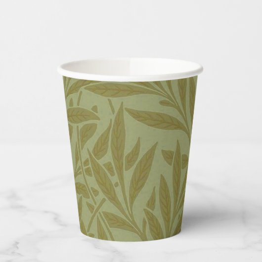 William Morris Willow Antiek Green Leaf Vine Art Papieren Bekers (Links)