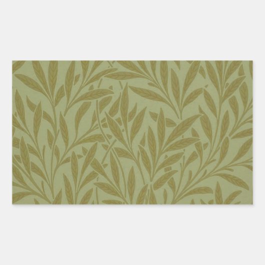 William Morris Willow Antiek Green Leaf Vine Art Rechthoekige Sticker (Voorkant)