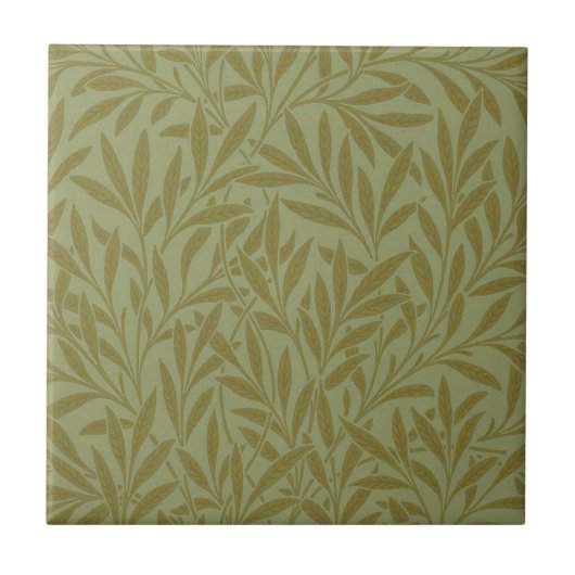 William Morris Willow Antiek Green Leaf Vine Art Tegeltje (Voorkant)
