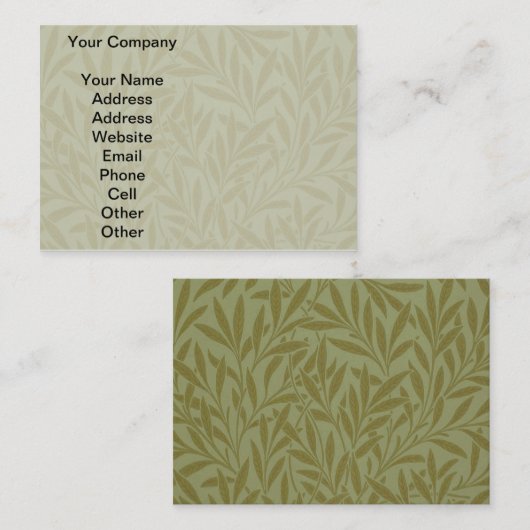 William Morris Willow Antiek Green Leaf Vine Art Visitekaartje (Voorkant / Achterkant)