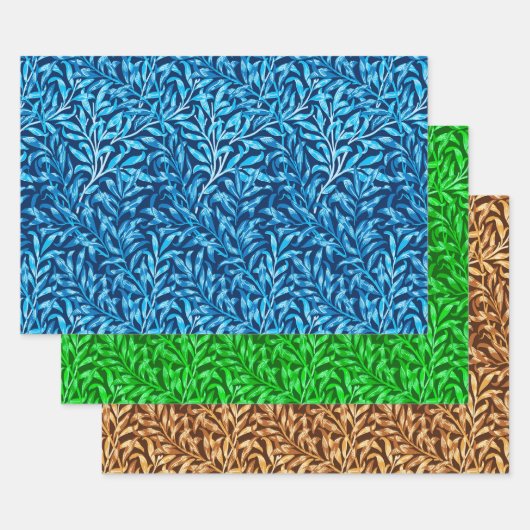 William Morris Willow, Blue, Green & Brown Inpakpapier Vel (Set)