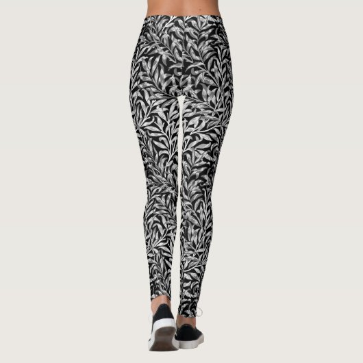 William Morris Willow Bough, Black, White & Grey Leggings (Achterkant)