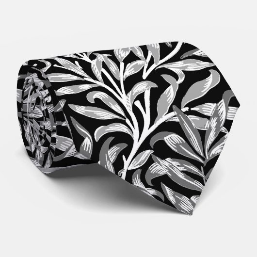 William Morris Willow Bough, Black, White & Grey Stropdas (Opgerold)