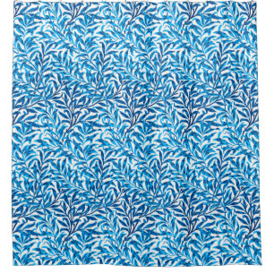 William Morris Willow Bough, Cobalt Blue & White Douchegordijn