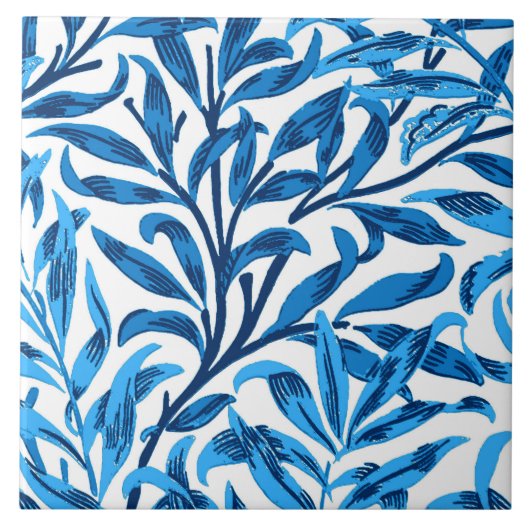 William Morris Willow Bough, Cobalt Blue & White Tegeltje (Voorkant)