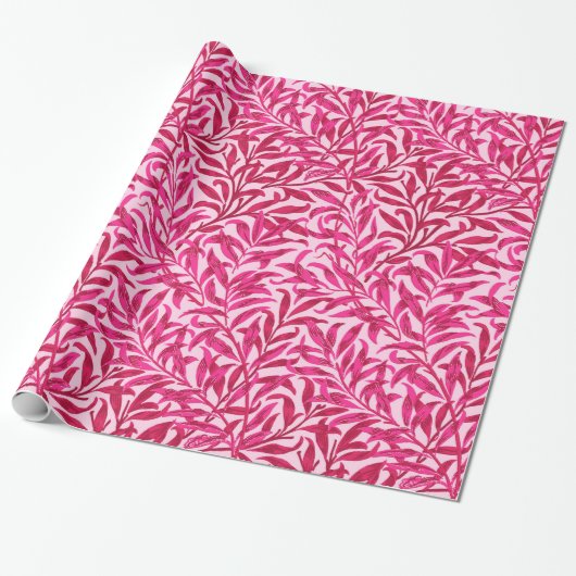William Morris Willow Bough, Fuchsia Pink Cadeaupapier (Uitgerold)