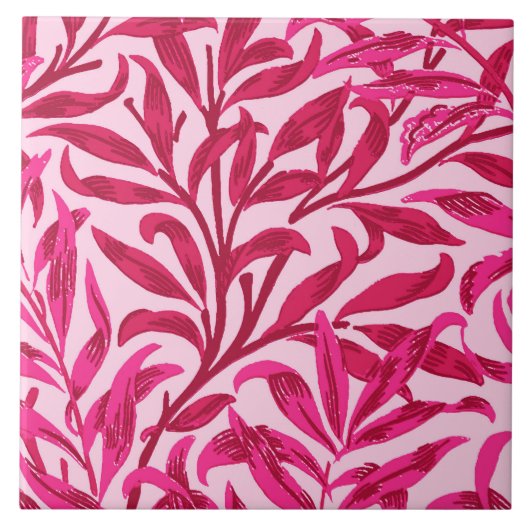 William Morris Willow Bough, Fuchsia Pink Tegeltje (Voorkant)