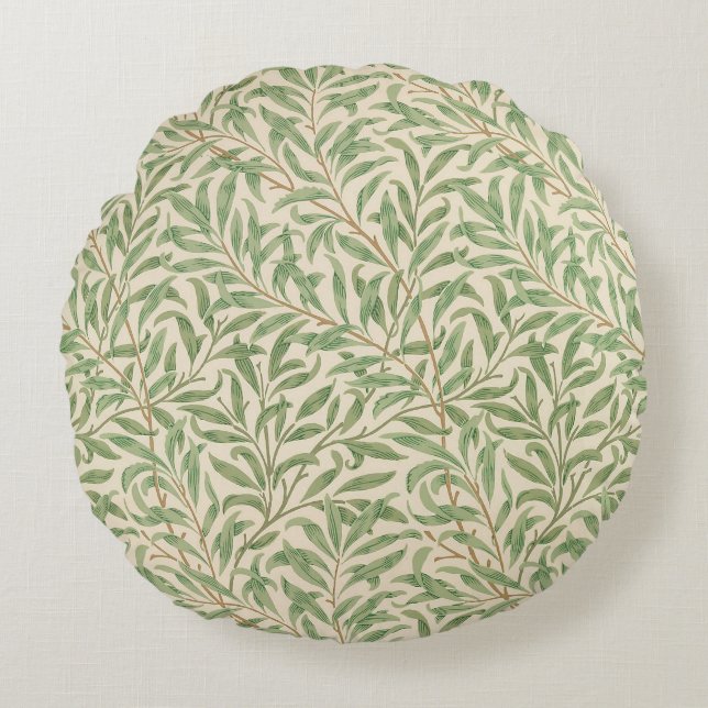 William Morris Willow Bough Garden Flower Classic Rond Kussen (Voorkant)