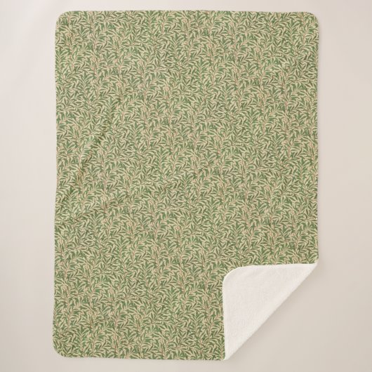 William Morris Willow Bough Green Willow Leaves Sherpa Deken (Voorkant)