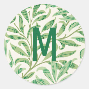 William Morris. Willow Bough. Greenery monogram Ronde Sticker