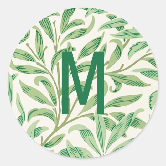 William Morris. Willow Bough. Greenery monogram Ronde Sticker (Voorkant)
