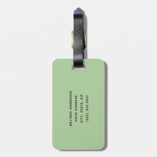 William Morris. Willow Bough.  groen Bagagelabel (Achterkant verticaal)