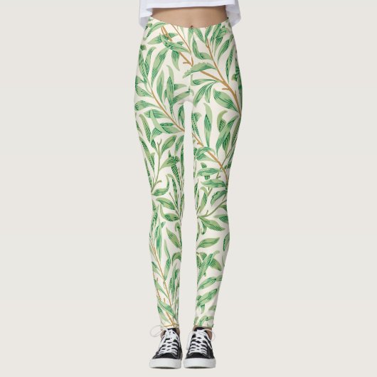 William Morris Willow Bough. groen Leggings (Voorkant)