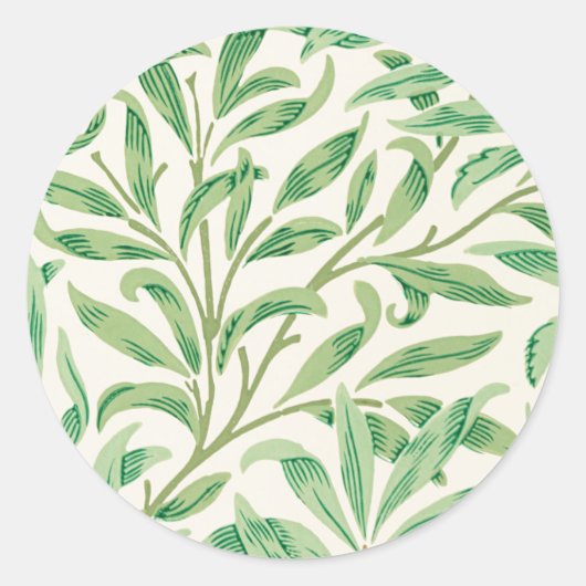 William Morris Willow Bough.  groen Ronde Sticker (Voorkant)