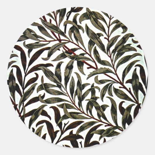 William Morris - Willow Bough Ronde Sticker (Voorkant)