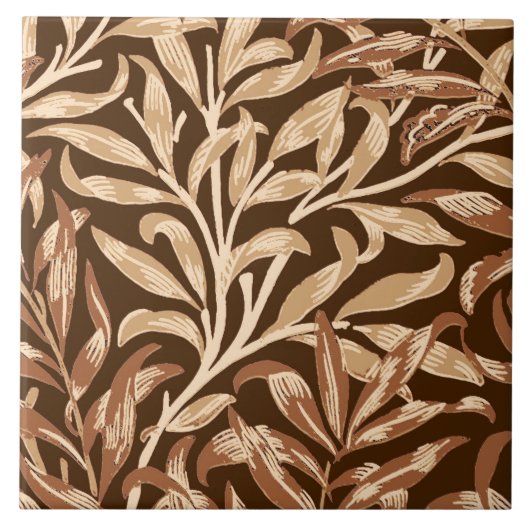 William Morris Willow Bough, Taupe en Brown Tegeltje (Voorkant)