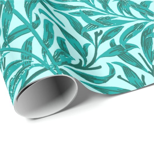 William Morris Willow Bough, Turquoise en Aqua Cadeaupapier (Rol Hoek)