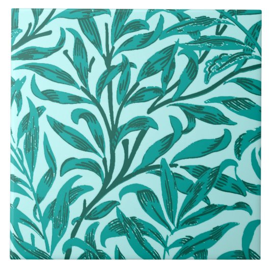 William Morris Willow Bough, Turquoise en Aqua Tegeltje (Voorkant)