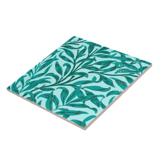 William Morris Willow Bough, Turquoise en Aqua Tegeltje (Zijkant)