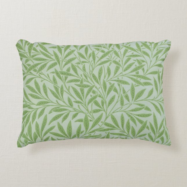 William Morris Willow Flower Classic Green Accent Kussen (Voorkant)