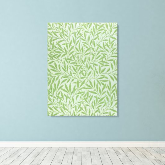William Morris Willow Flower Classic Green Canvas Afdruk (Insitu (Houten vloer))