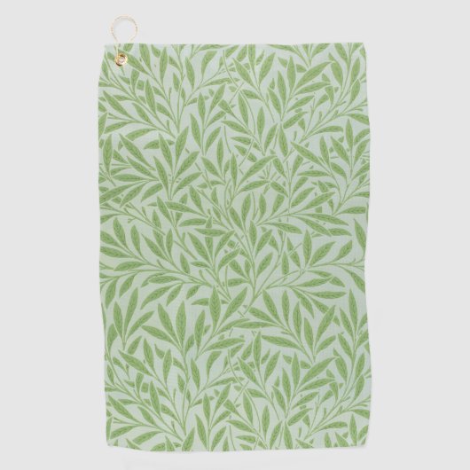 William Morris Willow Flower Classic Green Golfhanddoek (Voorkant)