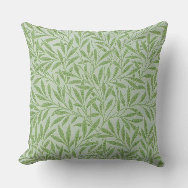 William Morris Willow Flower Classic Green Kussen (Voorkant)
