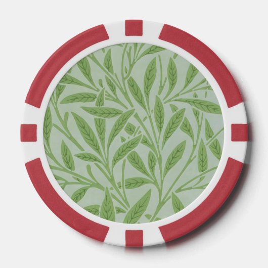 William Morris Willow Flower Classic Green Poker Chips (Voorkant)