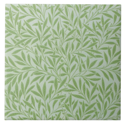 William Morris Willow Flower Classic Green Tegeltje (Voorkant)