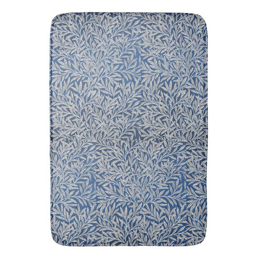 William Morris  Willow Leaves Dark Blue Badmat (Voorkant Verticaal)