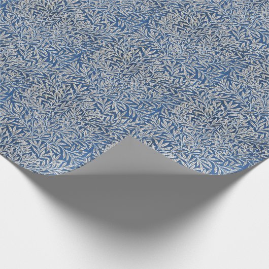 William Morris  Willow Leaves Dark Blue Cadeaupapier (Hoek)