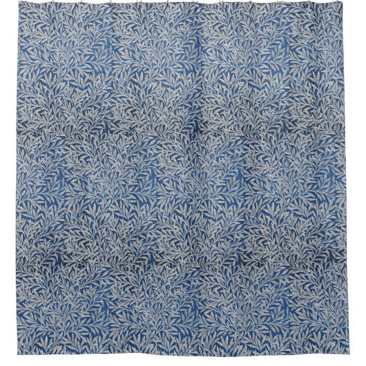 William Morris  Willow Leaves Dark Blue Douchegordijn (Voorkant)