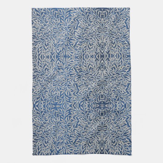 William Morris  Willow Leaves Dark Blue Theedoek (Verticaal)