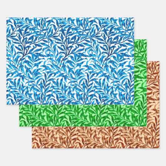 William Morris Willow, Light Blue, Green & Beige Inpakpapier Vel (Set)