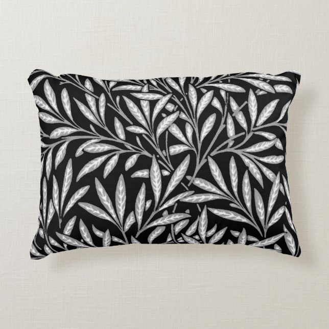 William Morris Willow Pattern, Black and White Accent Kussen (Voorkant)