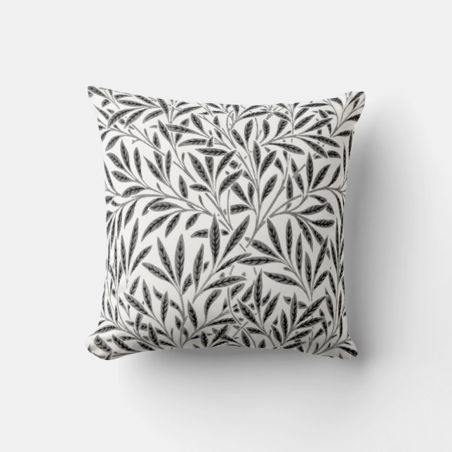 William Morris Willow Pattern, Grey / Grey & White Kussen (Voorkant)