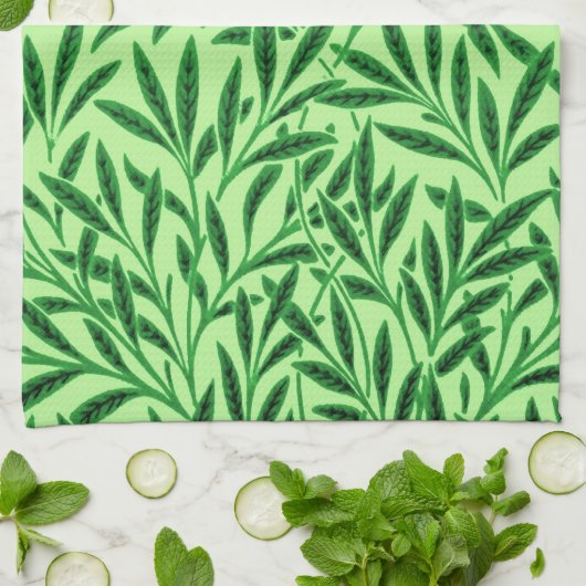 William Morris Willow Pattern, Light Jade Green Theedoek (Gevouwen)