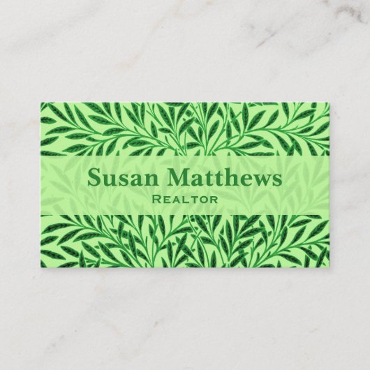 William Morris Willow Pattern, Light Jade Green Visitekaartje (Voorkant)