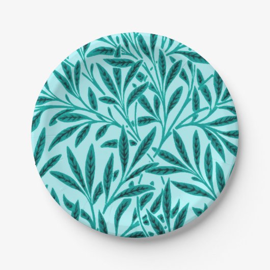 William Morris Willow Pattern, Turquoise & Aqua Papieren Bordje (Voorkant)