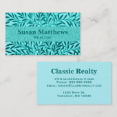 William Morris Willow Pattern, Turquoise & Aqua Visitekaartje (Voorkant / Achterkant)