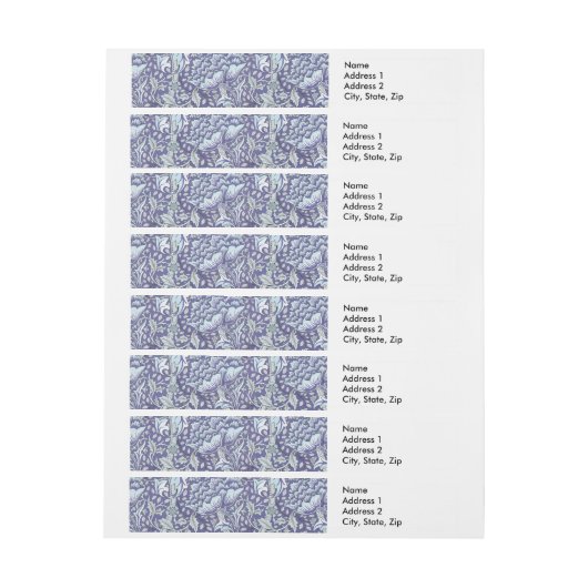 William Morris Windrush blauwe bloemen Adreslabel Wikkel (Vel)