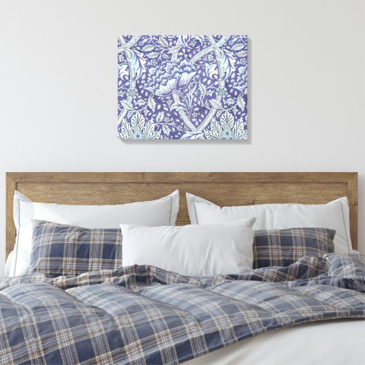William Morris Windrush blauwe bloemen Canvas Afdruk (Insitu (Slaapkamer))