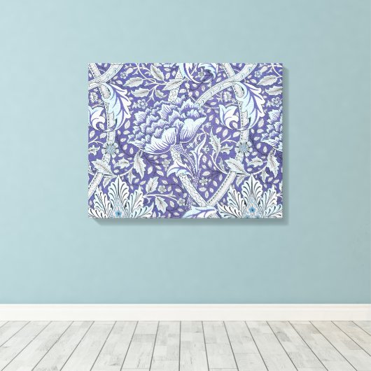 William Morris Windrush blauwe bloemen Canvas Afdruk (Insitu (Houten vloer))