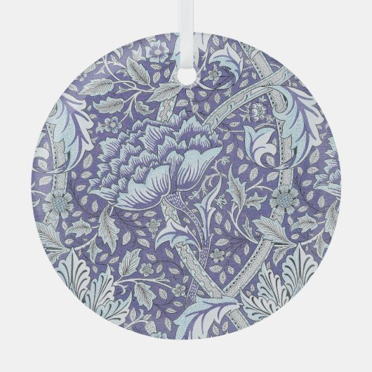 William Morris Windrush blauwe bloemen Glas Ornament (Voorkant)