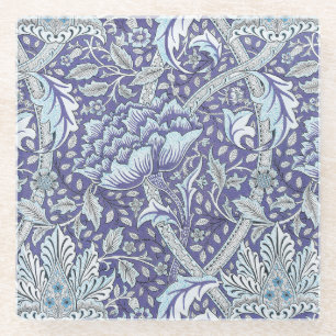 William Morris Windrush blauwe bloemen Glazen Onderzetter