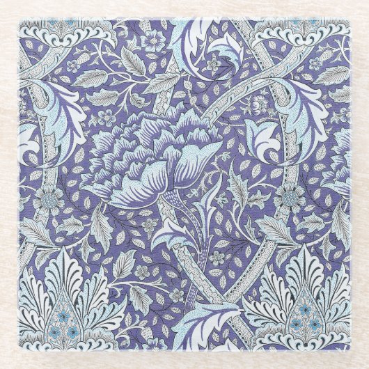 William Morris Windrush blauwe bloemen Glazen Onderzetter (Voorkant)