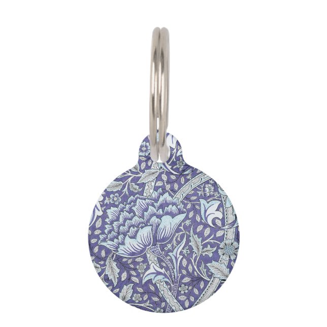 William Morris Windrush blauwe bloemen Huisdierpenning (Voorkant)