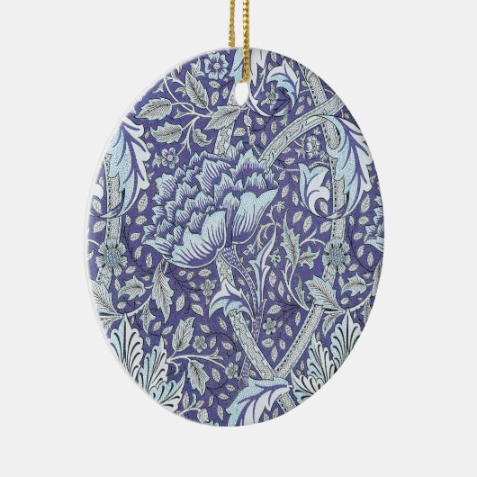William Morris Windrush blauwe bloemen Keramisch Ornament (Rechts)